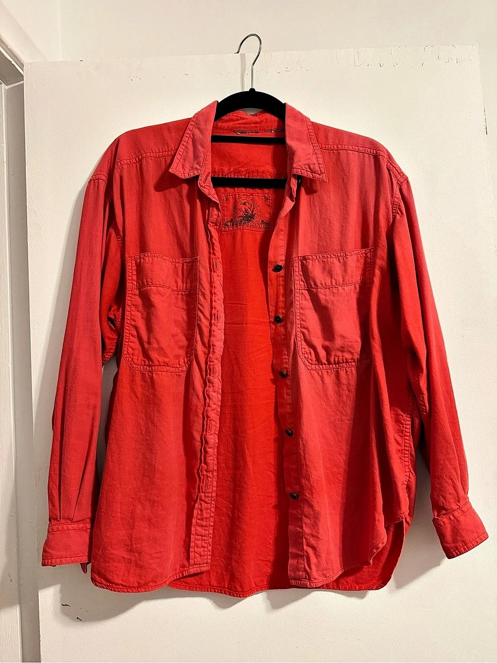 Vintage Life is Good Casual Button Down Shirt in Red